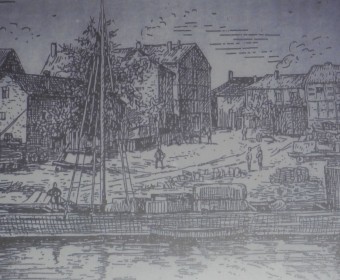 Alter Hafen an der Ihme (Ausschnitt aus "Honovere" von Wilhelm Winkel, Band 3).