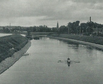 Hannover-Limmer: Kanal mit Ausflugslokal "Mühlen-Park", um 1930